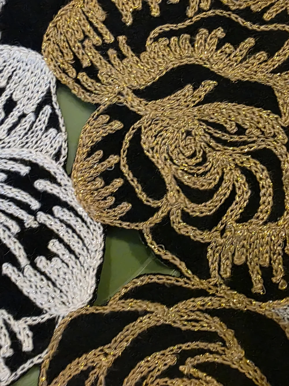 Black, Gold & Silver Embroidered Skull Decorative Table Runner 14x72